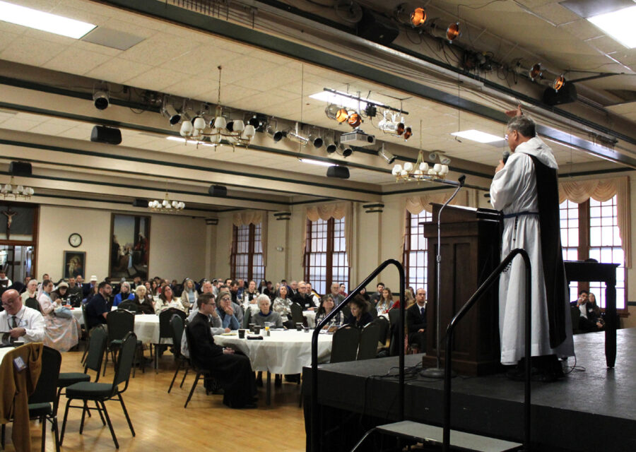 Fr. Dominic Radecki, CMRI, gave the first lecture, speaking on how to defeat the devil, who seeks the ruin of our souls.