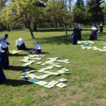 Wind was a formidable obstacle to an enjoyable game of lawn Bananagrams.
Outdoor games were a prelude to our Mother’s Day picnic on the lawn. lawn bananagrams on Mothers' Day