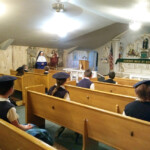 Sr. Philomena Marie gives the students of Holy Guardian Angels School (Olathe, Colorado) a talk on the saint of the day.