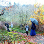 A little rain doesn’t stop Sr. Mary Petra (Tacoma, Washington) from taking her students on a nature walk.