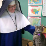 Mother Mary Dominica takes a break from school preparations.