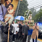 Procession in the rain