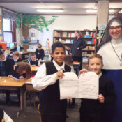 Activities for Catholic Schools Week provided opportunities for students of all ages to work on projects together.