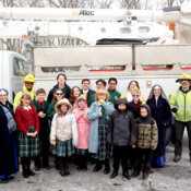 You never know what to expect at St. Joseph’s! Students and Sisters pose with electrical crew (Wayne, Michigan).