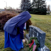 During November we took part in an event honoring veterans in our cemetery. Sr. Marie Vianney places a wreath on her father’s grave.