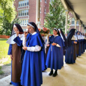 Sisters line up for their own private procession in honor of our Patroness, Mary Immaculate Queen.