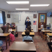Sister Maria Goretti teaching the younger campers at St. Theresa’s in Oakland, Maine.