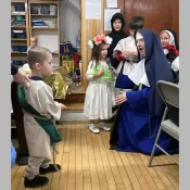 Sr. Mary Bernadette interacts with the tiny saints at Our Lady of Mount Carmel Parish in Salem, New Hampshire.