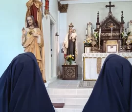 For many years this statue of Our Lady of Mount Carmel stood in a prominent place in our motherhouse. It now graces the sanctuary of our church by that name in Salem, New Hampshire, where two of our Sisters are stationed.