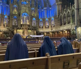 Sisters go on holy field trips. The Sisters from our two New England missions pray at Notre Dame Basilica in Montreal, Canada.