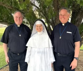 The Radecki priests pose with their cousin, Sr. Mary Cabrini Radecki, OP, who is also celebrating her Golden Jubilee of Vows.