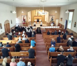 The Funeral Mass is celebrated at St. Theresa’s Church in Oakland, Maine for a faithful parishioner, Mrs. Betty Ann Thurlow